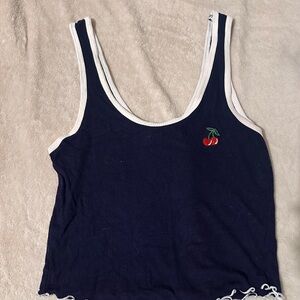 Bozzolo Navy Top with Cherry Detail